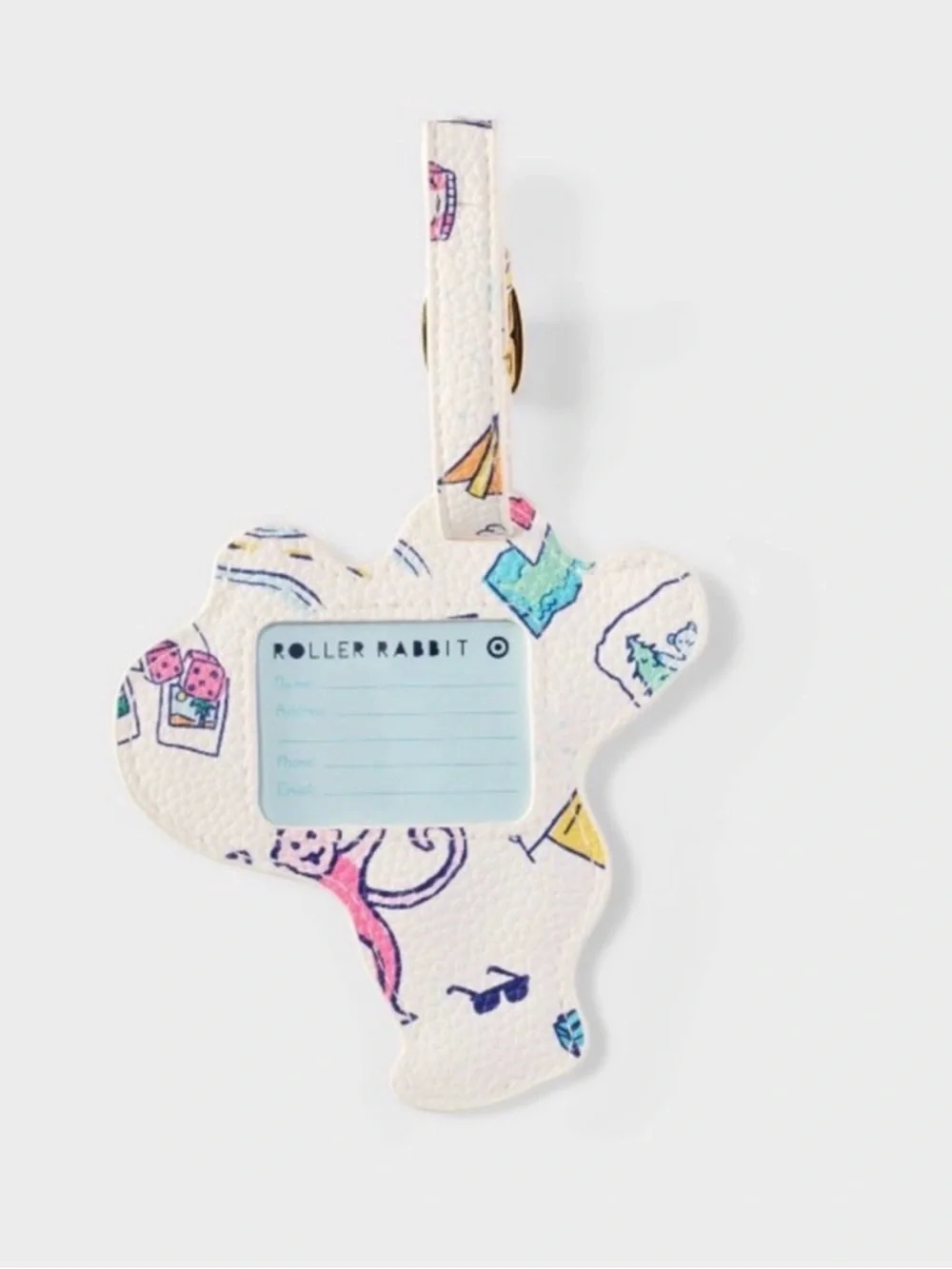 Roller Rabbit x Target- Pink Monkey Luggage Tag with Multicolor Print
